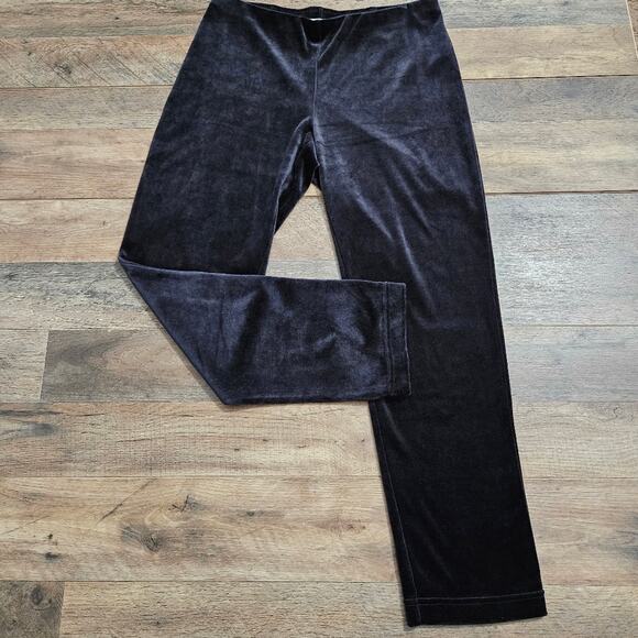 J. Jill PureJill Crushed Velvet Black Velour Pull On Mid Rise Pants Small Petite - Picture 2 of 9